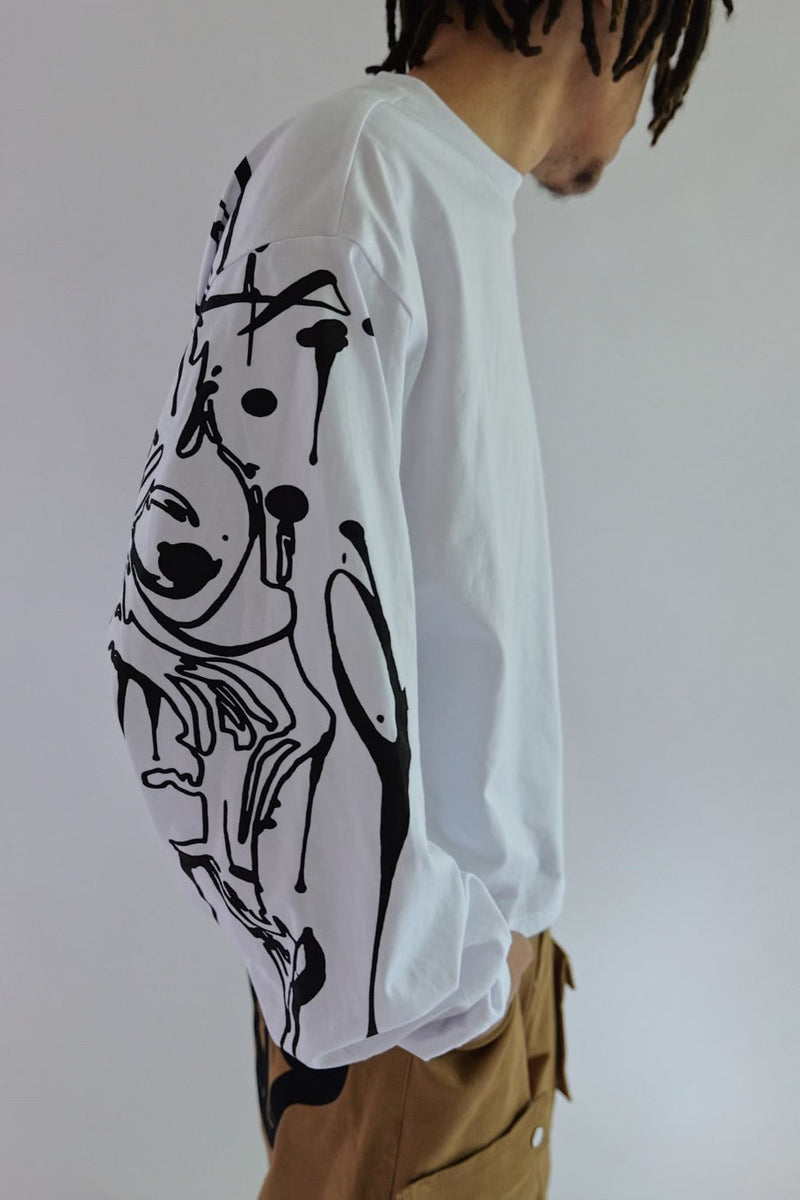 トップス 604SERVICE demon long tshirt Comme des Garçons Homme Plus Long Sleeve T-Shirt | Black | SVD