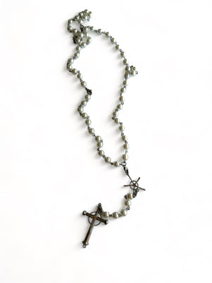 Cross pearl rosary white