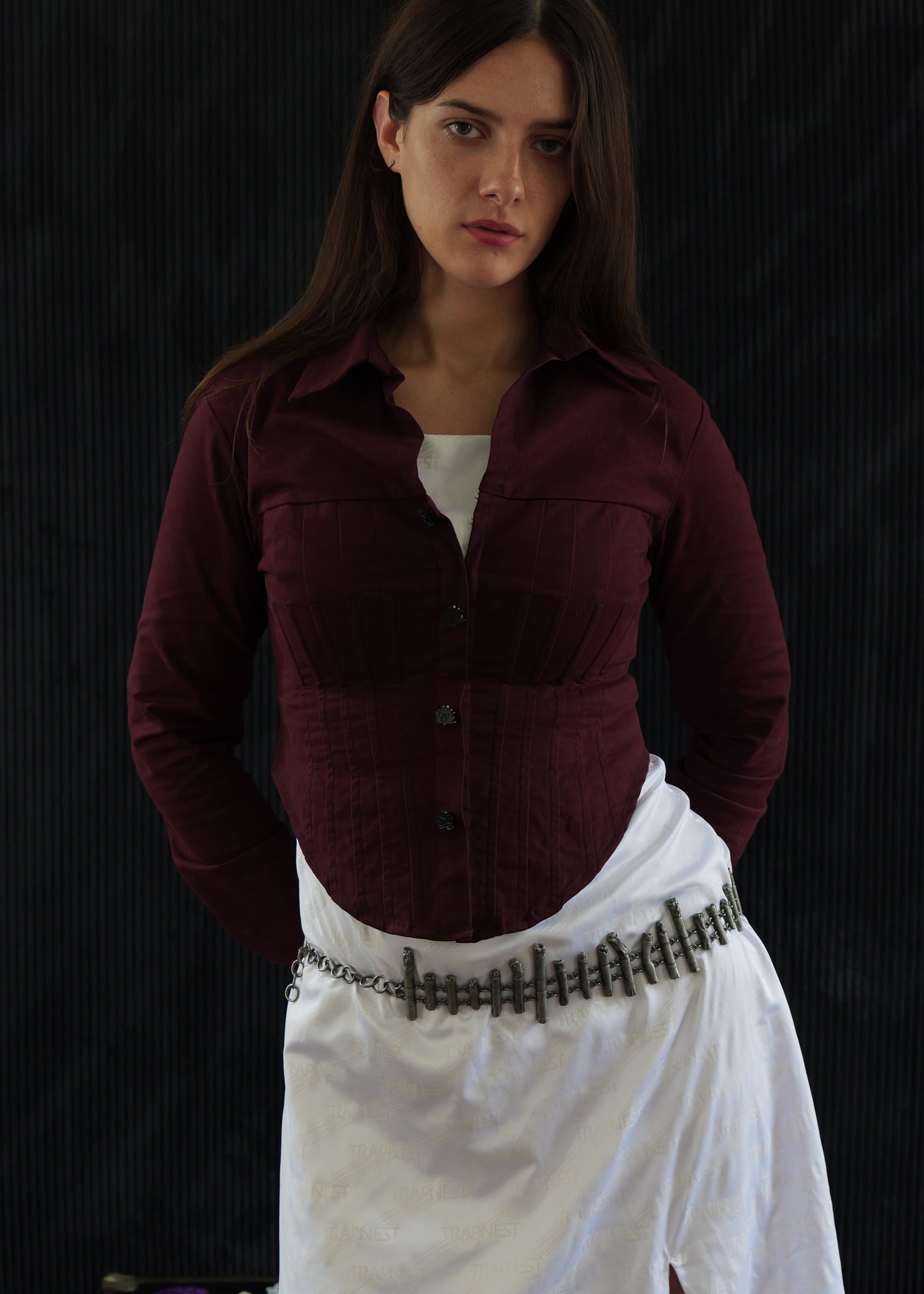Maroon Flower corset top