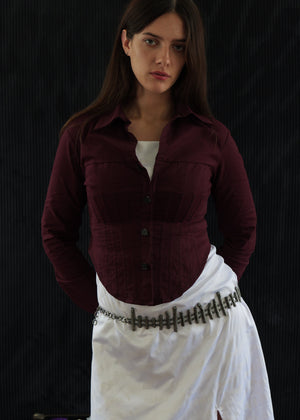 Maroon Flower corset top