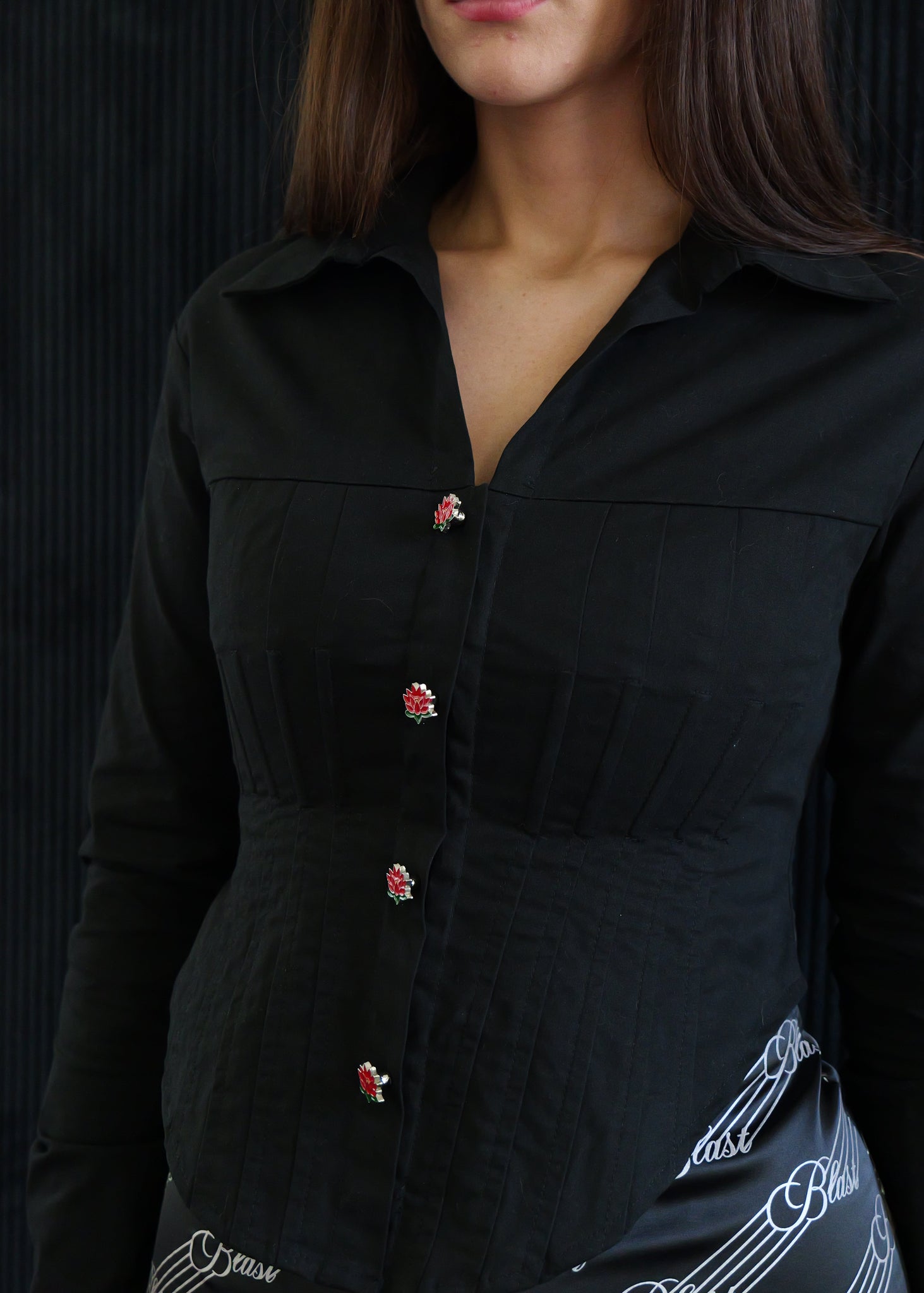 Black Flower corset top