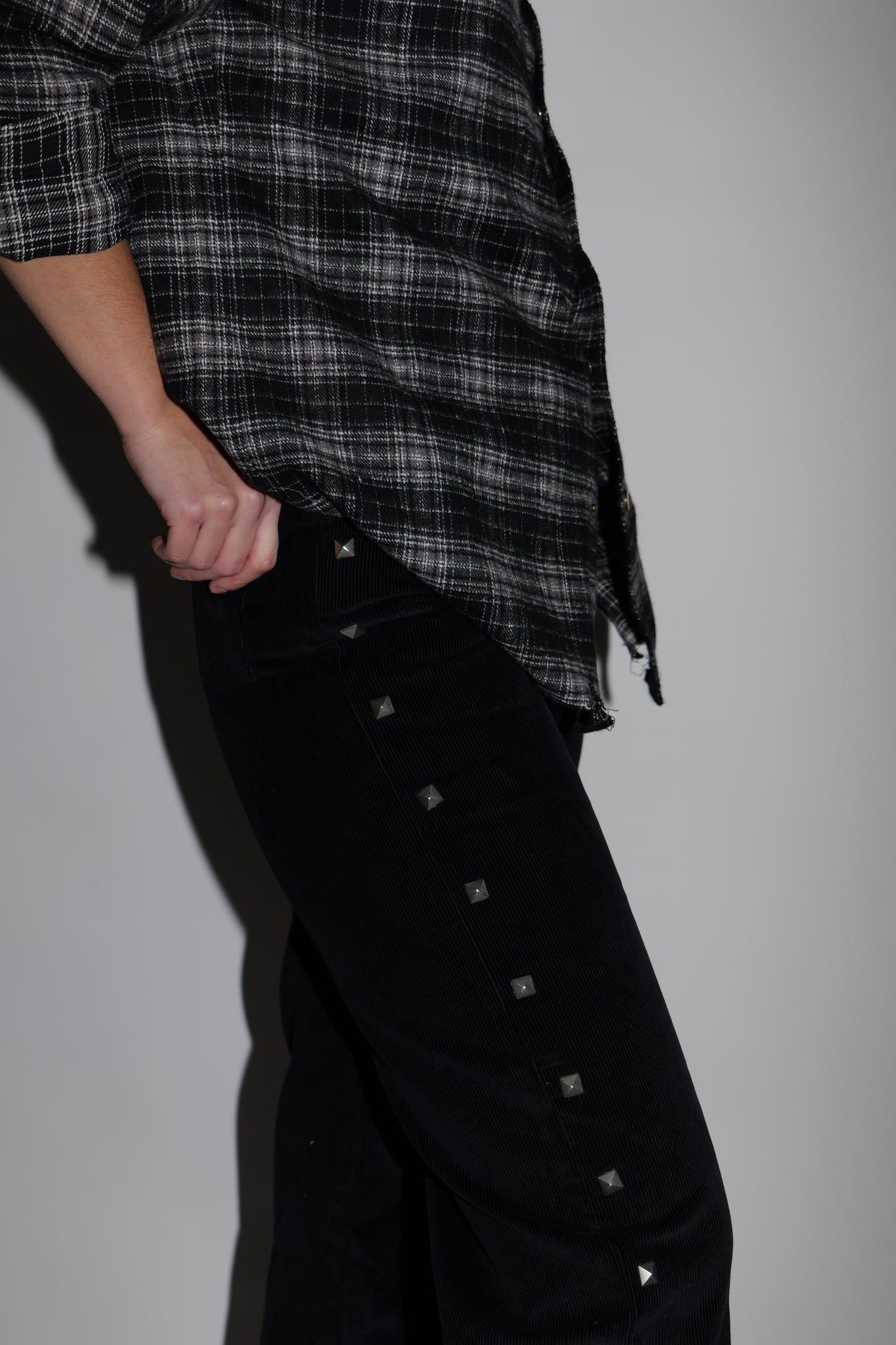 Black Studded Corduroy Pants