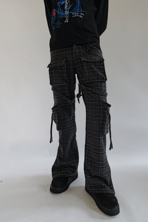 Black Plaid bondage cargos – VeesClothing