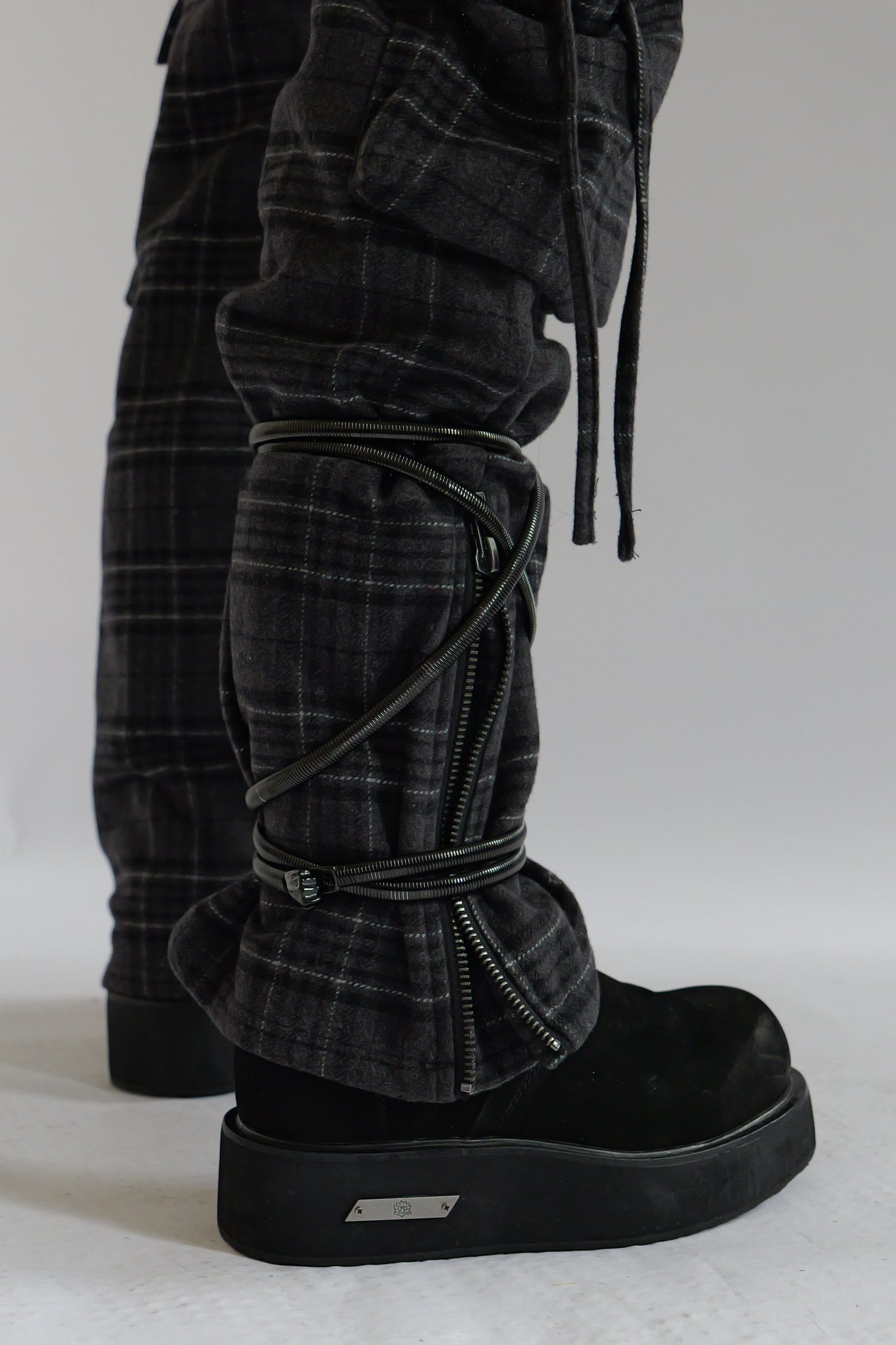 Black Plaid bondage cargos