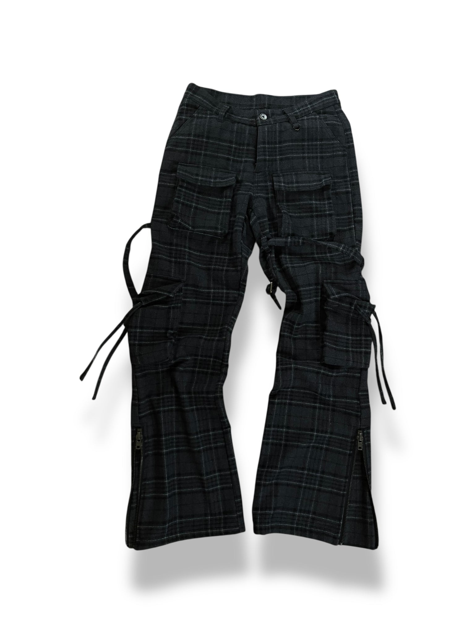 Black Plaid bondage cargos