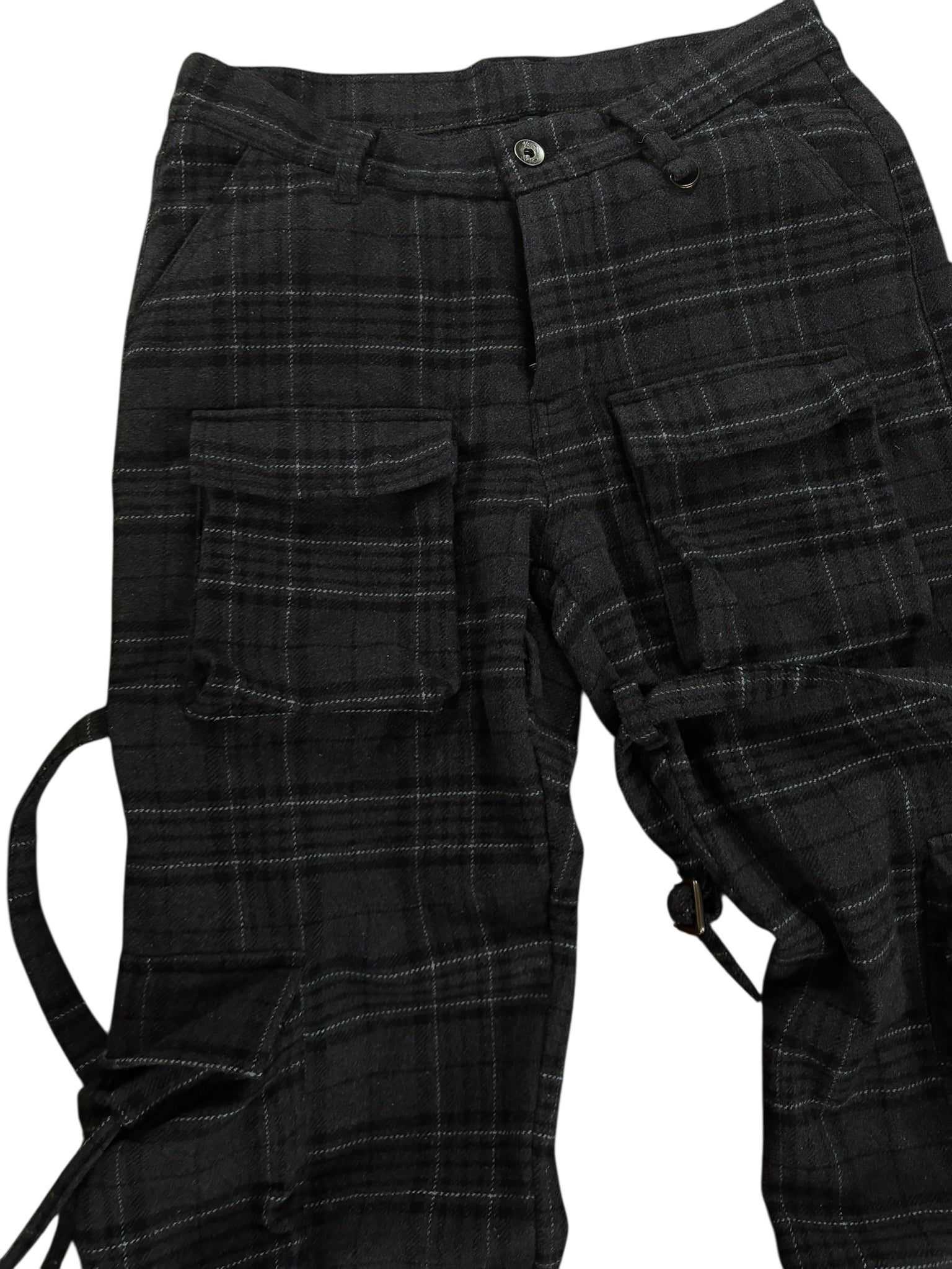 Black Plaid bondage cargos
