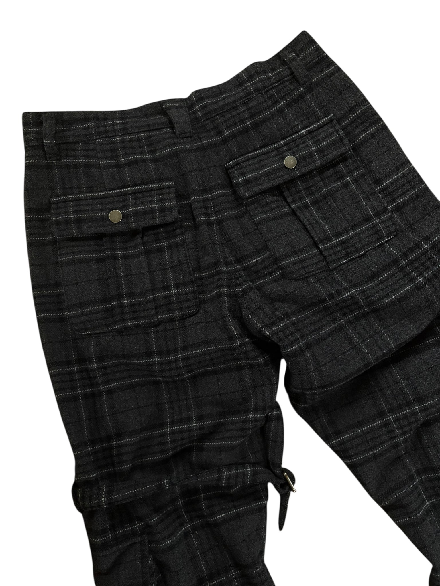 Black Plaid bondage cargos